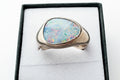 Vintage Sterling Silver Opal Ring – Large Iridescent Opal Doublet Signet Style Size 8