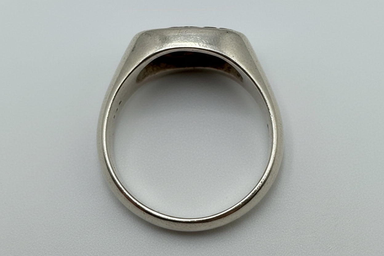Vintage Sterling Silver Opal Ring – Large Iridescent Opal Doublet Signet Style Size 8