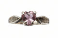 Vintage Sterling Silver Heart Ring – Natural Ruby/Garnet Tone Stone Size 7