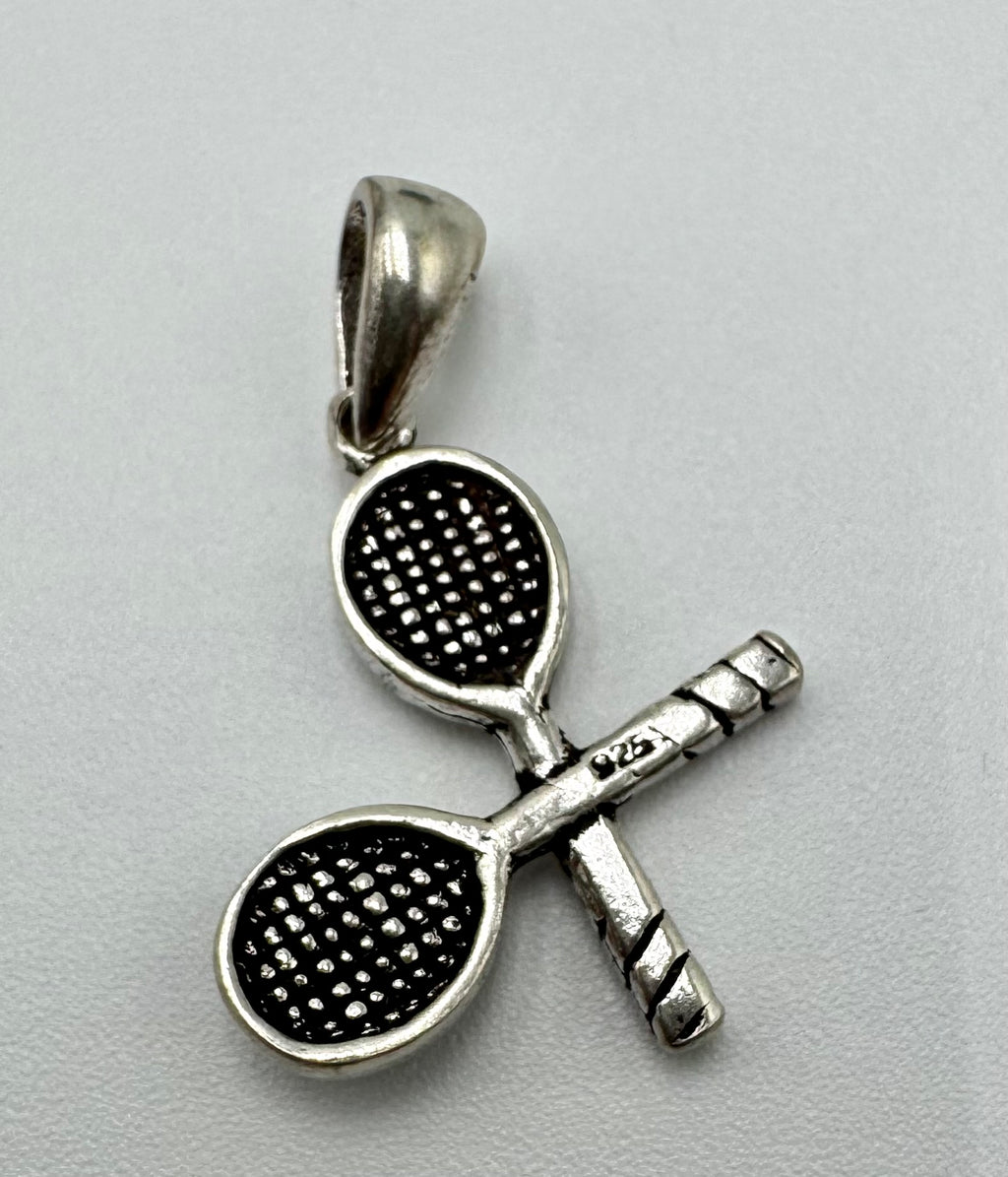 Sterling Silver Tennis Racket Pendant 925 with Ball – Vintage Sports Charm
