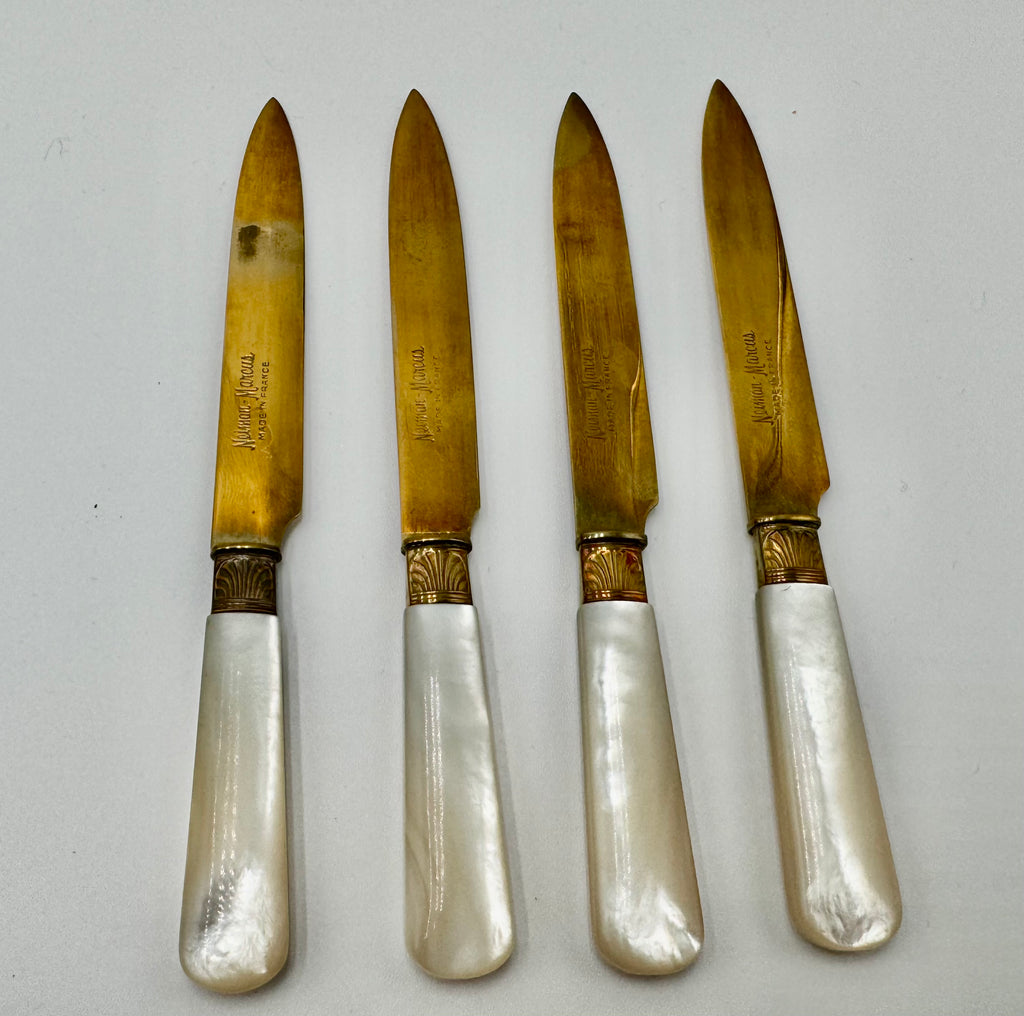 Vintage Neiman Marcus Fish Knife & Fork Set – Mother of Pearl Handles, Made in France, Original Box