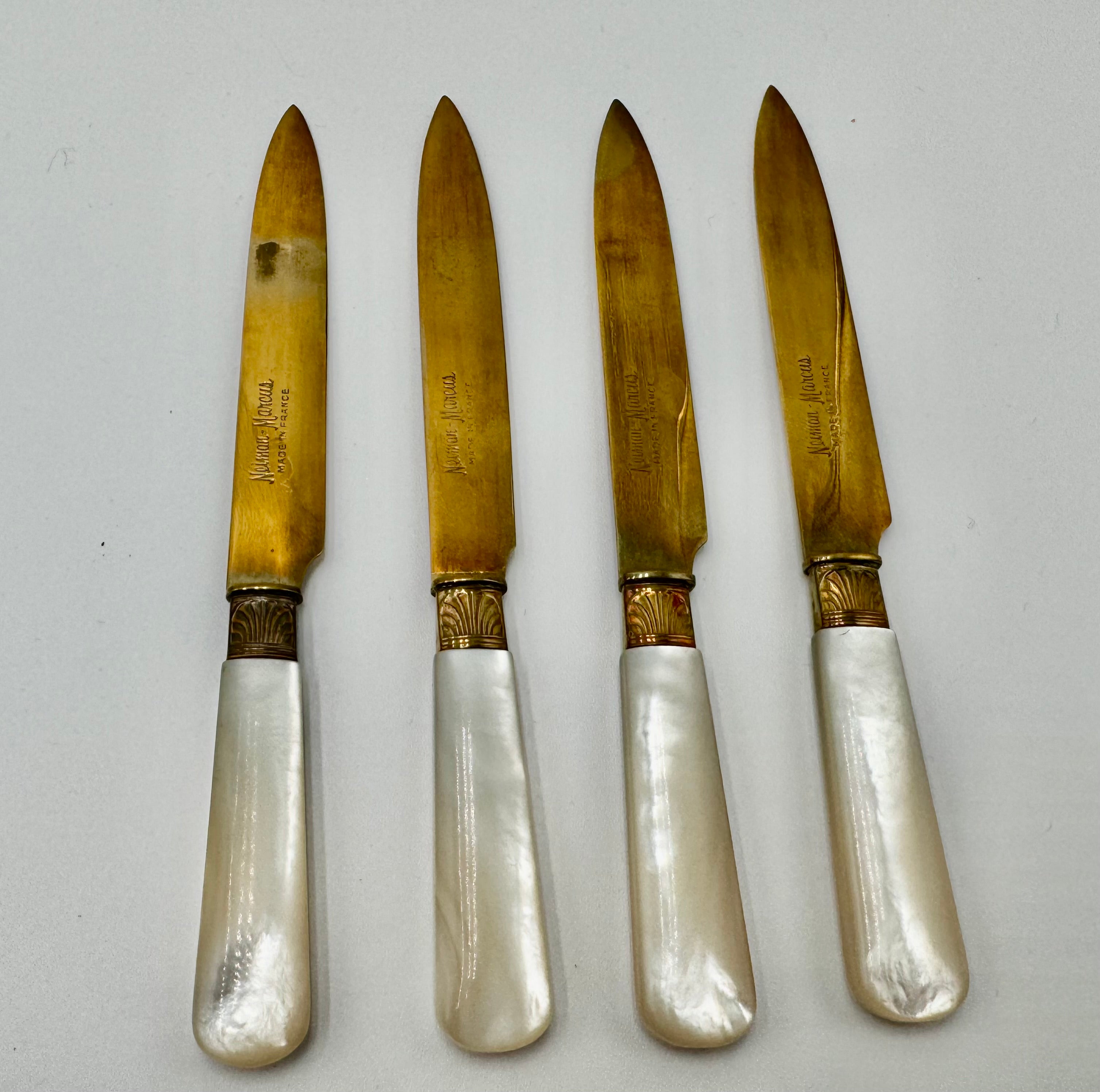 Vintage Neiman Marcus Fish Knife & Fork Set – Mother of Pearl Handles, Made in France, Original Box