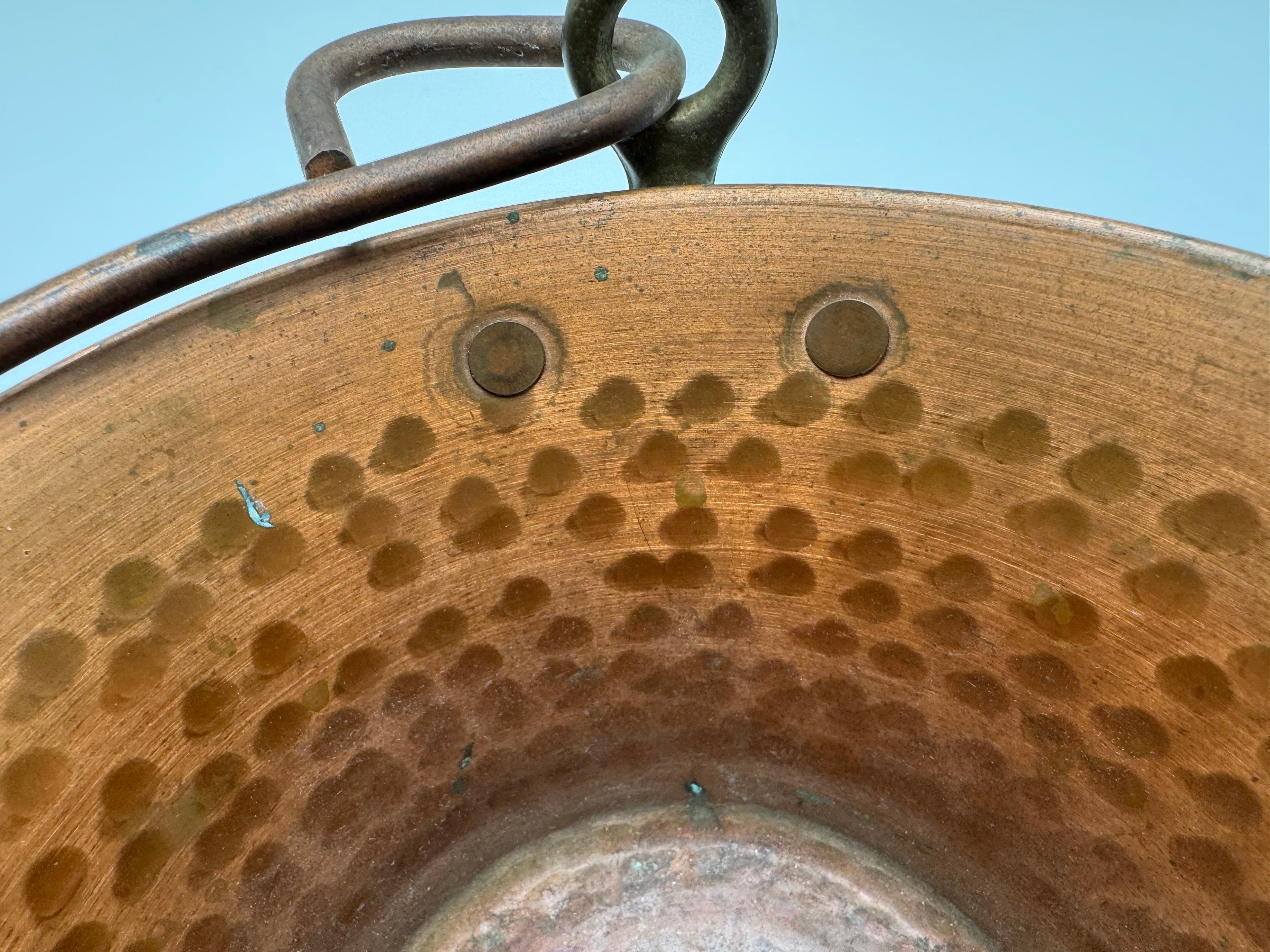 Vintage Hammered Copper Pot with Handles – Rustic Kitchen Charm