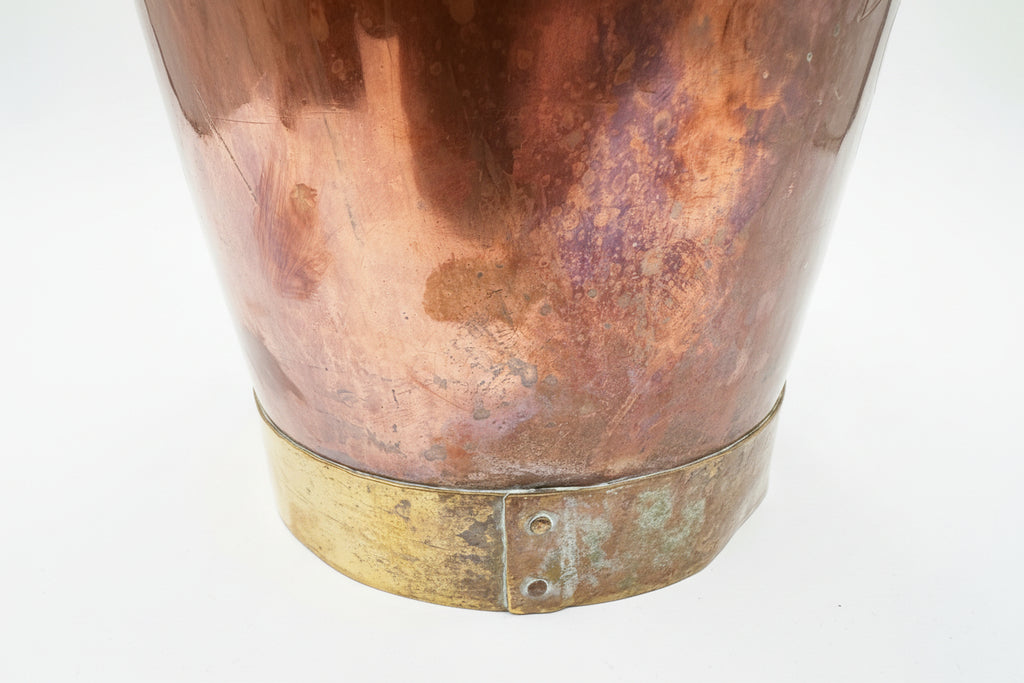 Vintage Handcrafted Copper Champagne Bucket with Grape Motif – German “Handarbeit” Wine Cooler