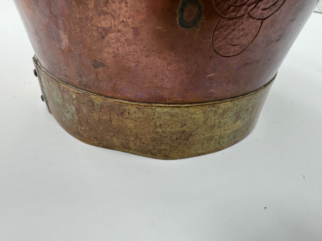 Vintage Handcrafted Copper Champagne Bucket with Grape Motif – German “Handarbeit” Wine Cooler