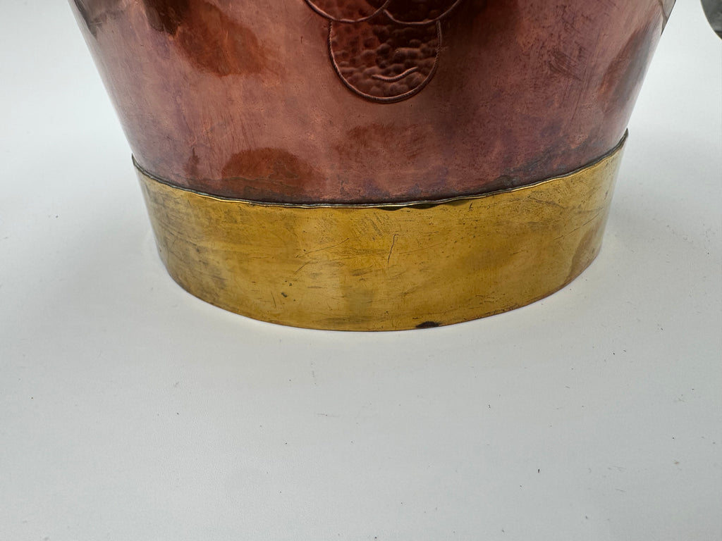 Vintage Handcrafted Copper Champagne Bucket with Grape Motif – German “Handarbeit” Wine Cooler