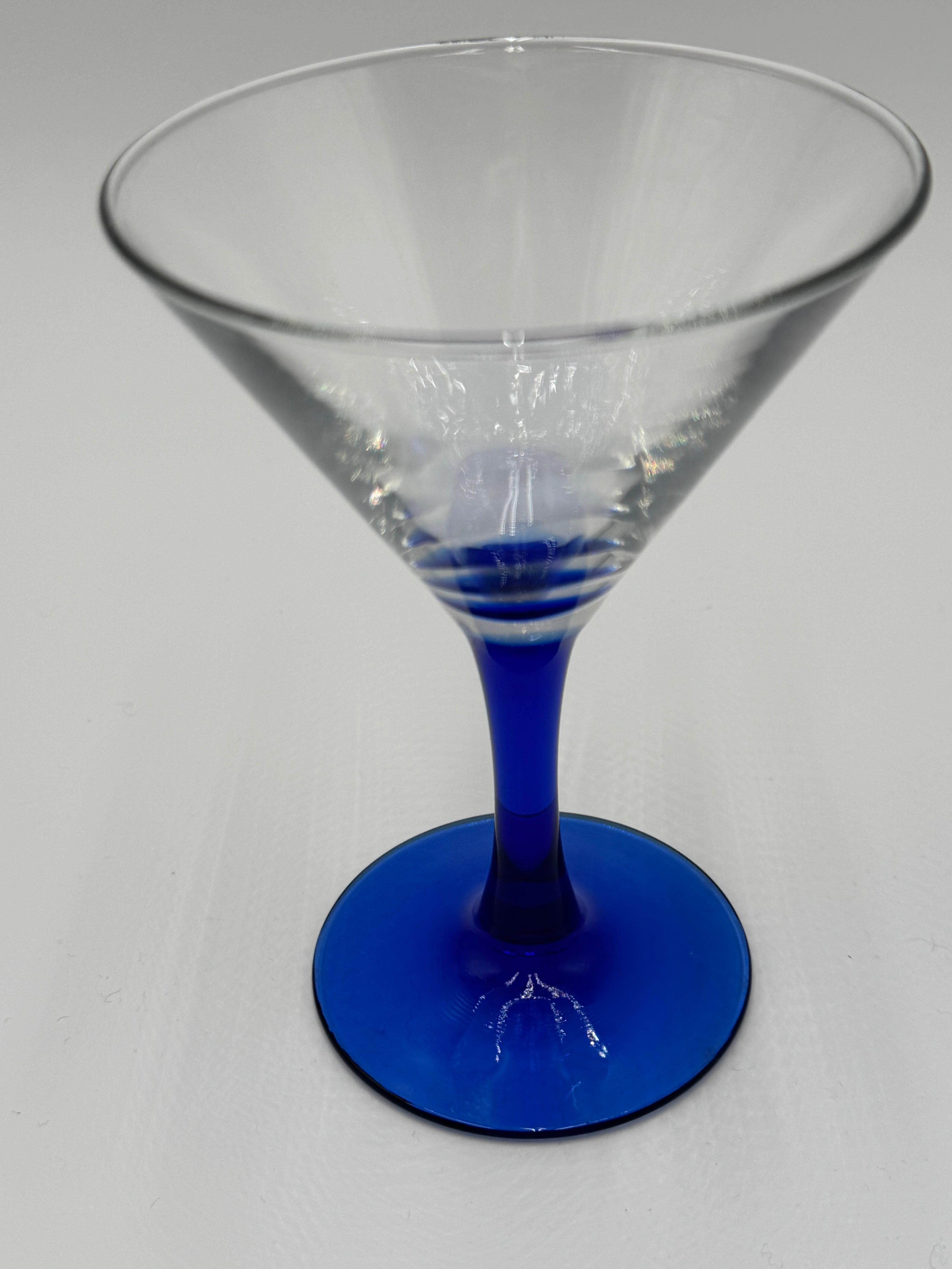 Vintage Luminarc French Martini Glasses – Cobalt Blue Stem, Set of 2