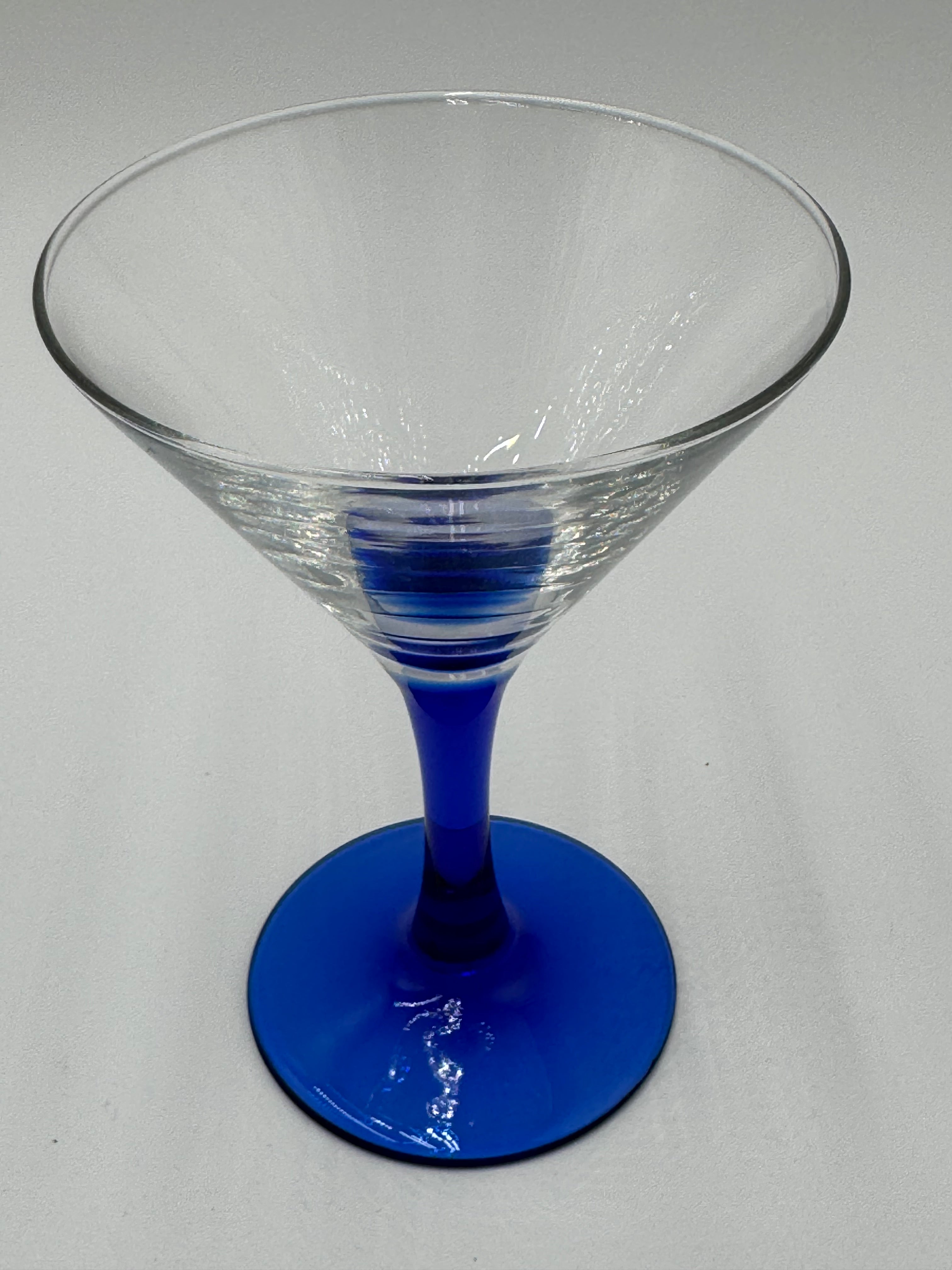 Vintage Luminarc French Martini Glasses – Cobalt Blue Stem, Set of 2