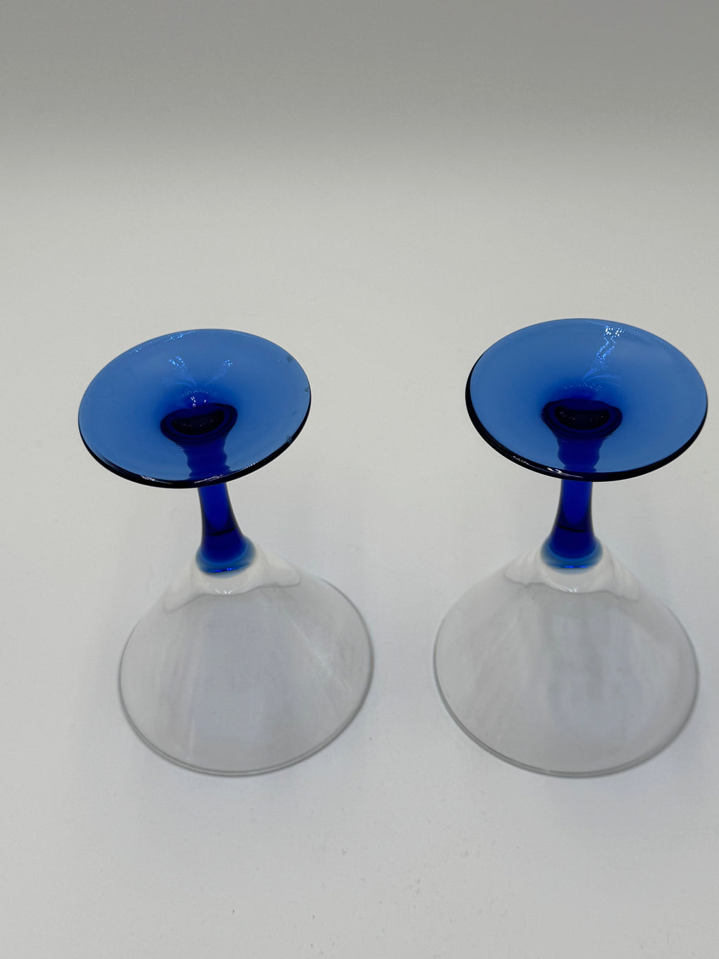 Vintage Luminarc French Martini Glasses – Cobalt Blue Stem, Set of 2