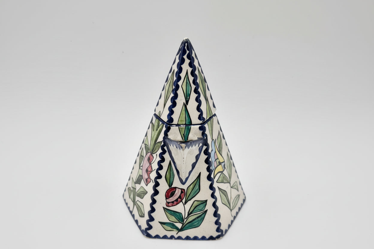 Funky Italian Hand-Painted Ceramic Teapot | Geometric Floral Art Teapot