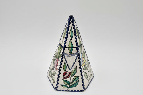 Funky Italian Hand-Painted Ceramic Teapot | Geometric Floral Art Teapot