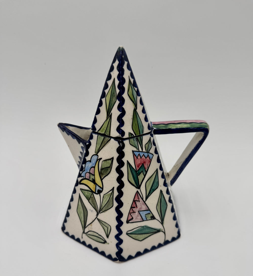 Funky Italian Hand-Painted Ceramic Teapot | Geometric Floral Art Teapot