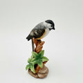 Charming Chickadee Bird Figurine on Branch | Hand-Painted Woodland Decor