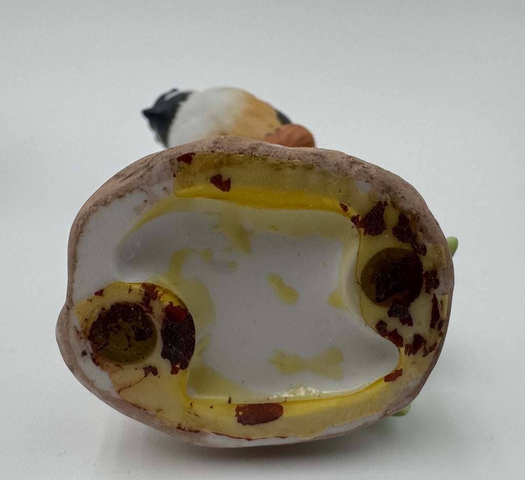 Charming Chickadee Bird Figurine on Branch | Hand-Painted Woodland Decor