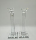 Tiffany & Co Crystal Candlesticks (Pair) | 10” Modern Column Candles