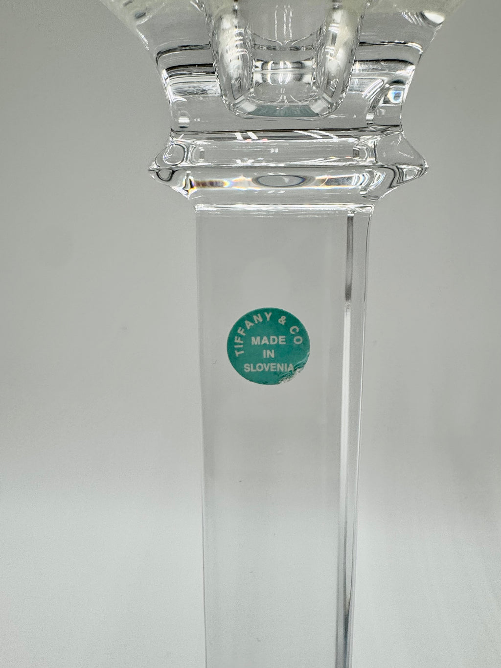 Tiffany & Co Crystal Candlesticks (Pair) | 10” Modern Column Candles