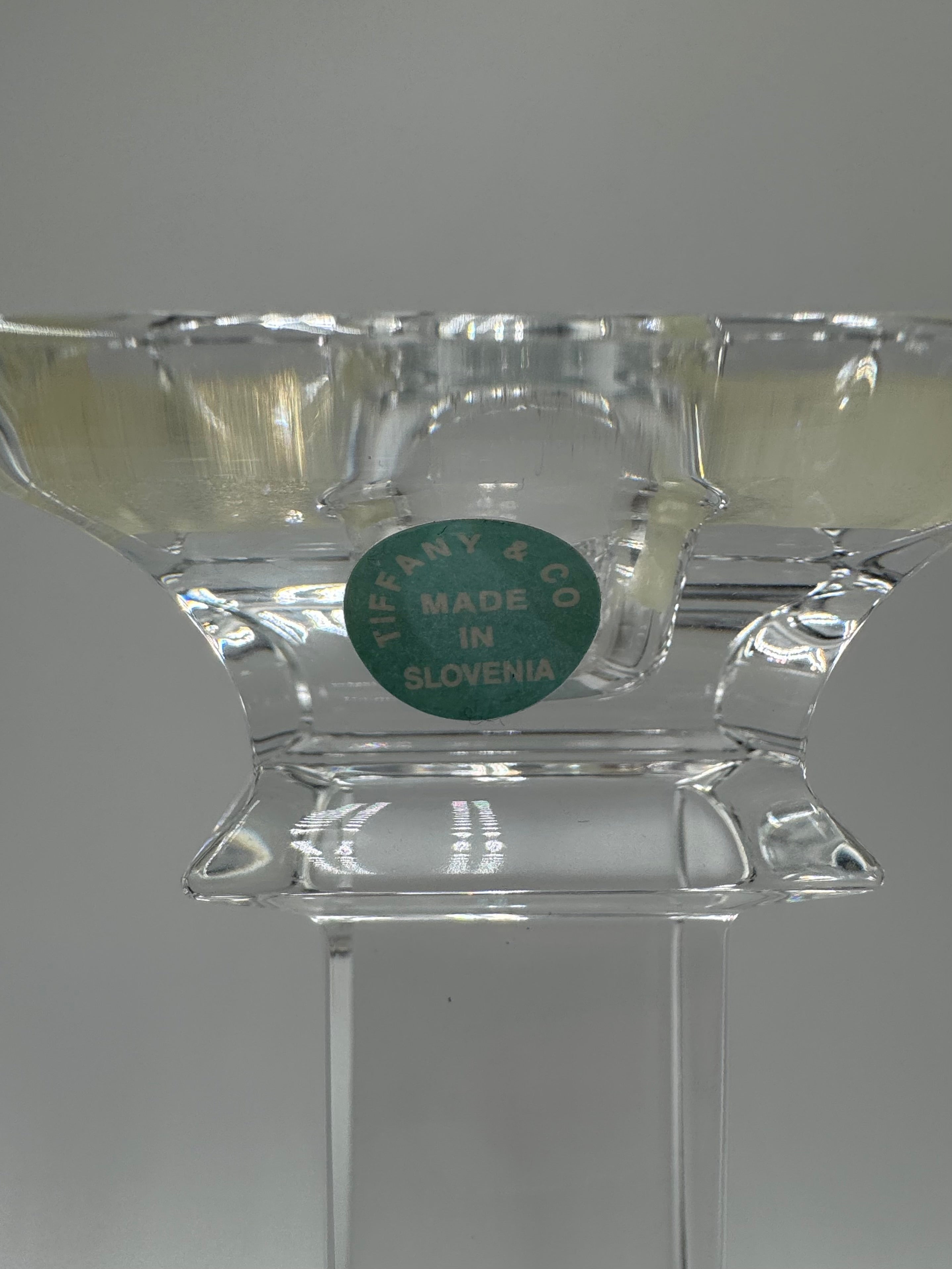 Tiffany & Co Crystal Candlesticks (Pair) | 10” Modern Column Candles