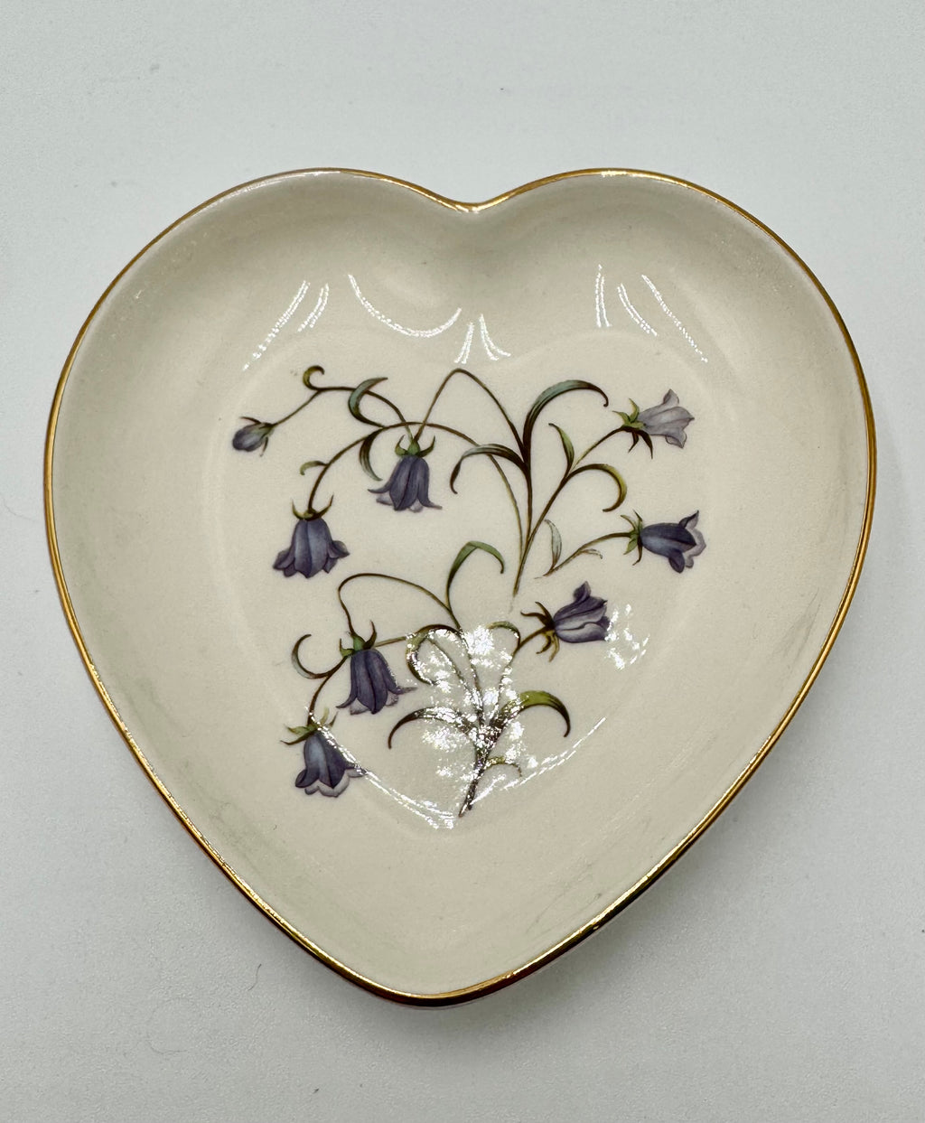 Spode England Heart Dish | Floral Trinket Dish with Gold Trim