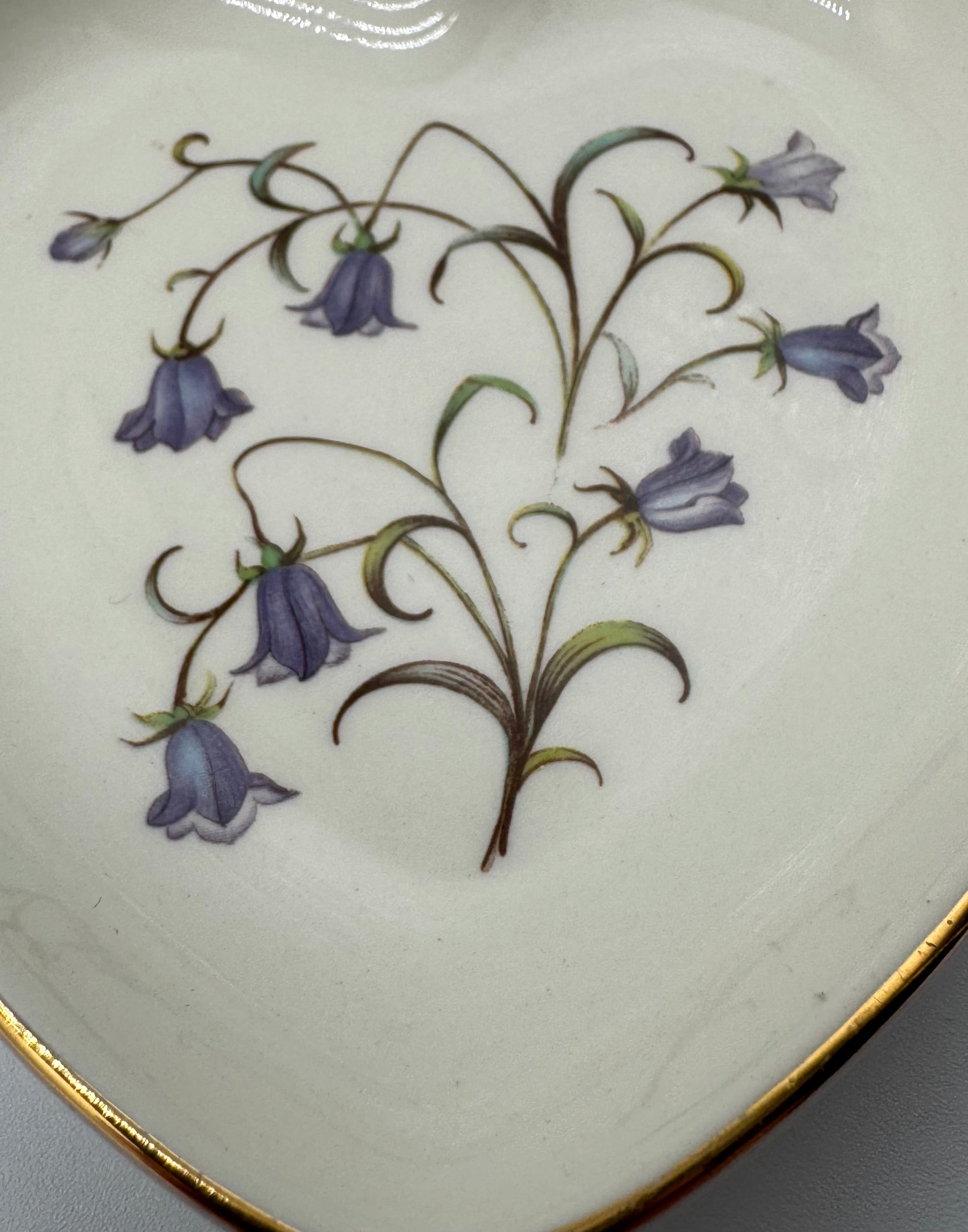 Spode England Heart Dish | Floral Trinket Dish with Gold Trim