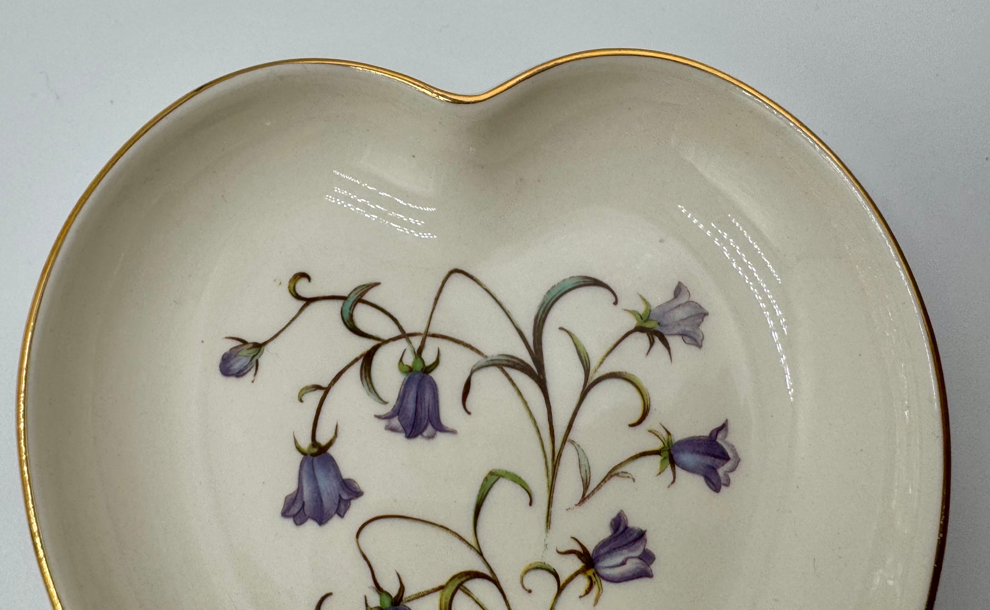 Spode England Heart Dish | Floral Trinket Dish with Gold Trim