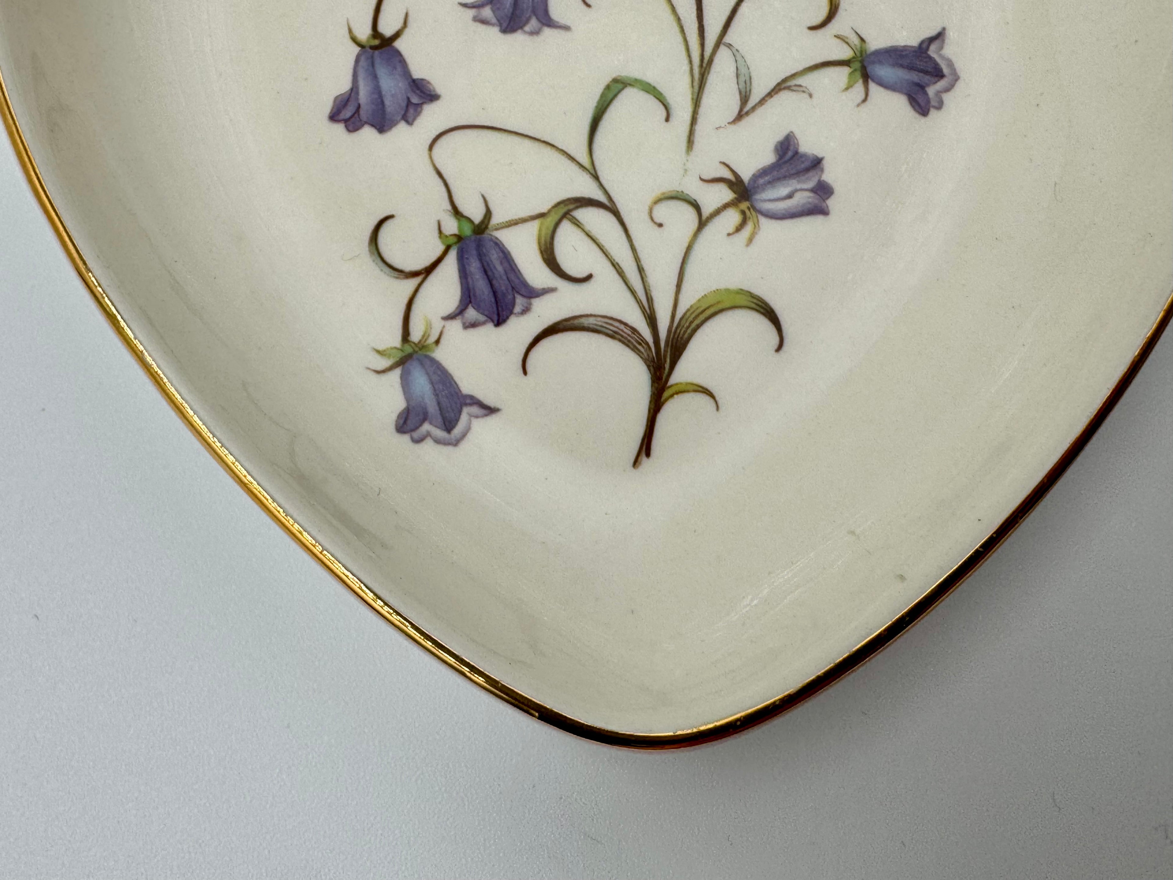 Spode England Heart Dish | Floral Trinket Dish with Gold Trim