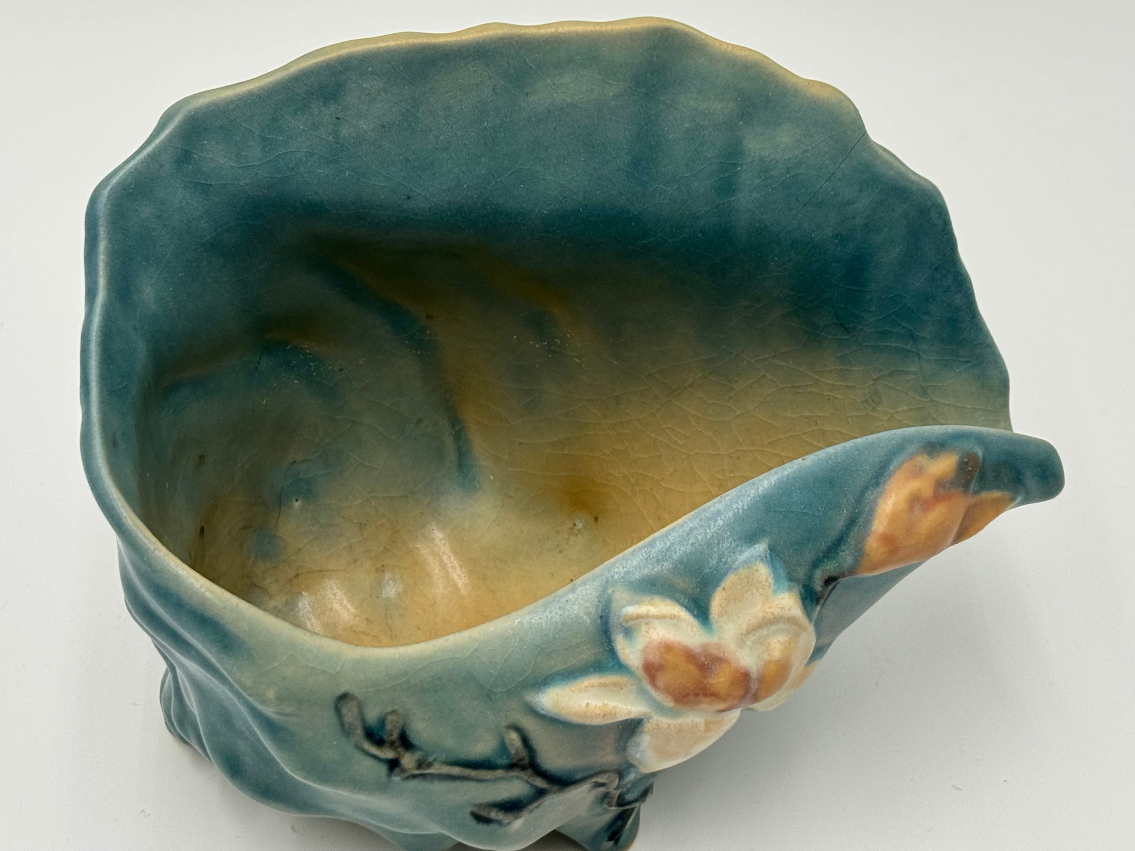 Roseville Magnolia 1153-6 Planter | Blue Green Art Pottery Bowl