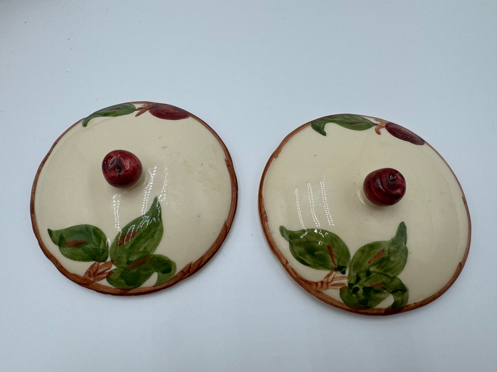 Vintage Franciscan Apple Covered Pots (Set of 2) | Hand Painted California Pottery Jam or Sugar Bowls