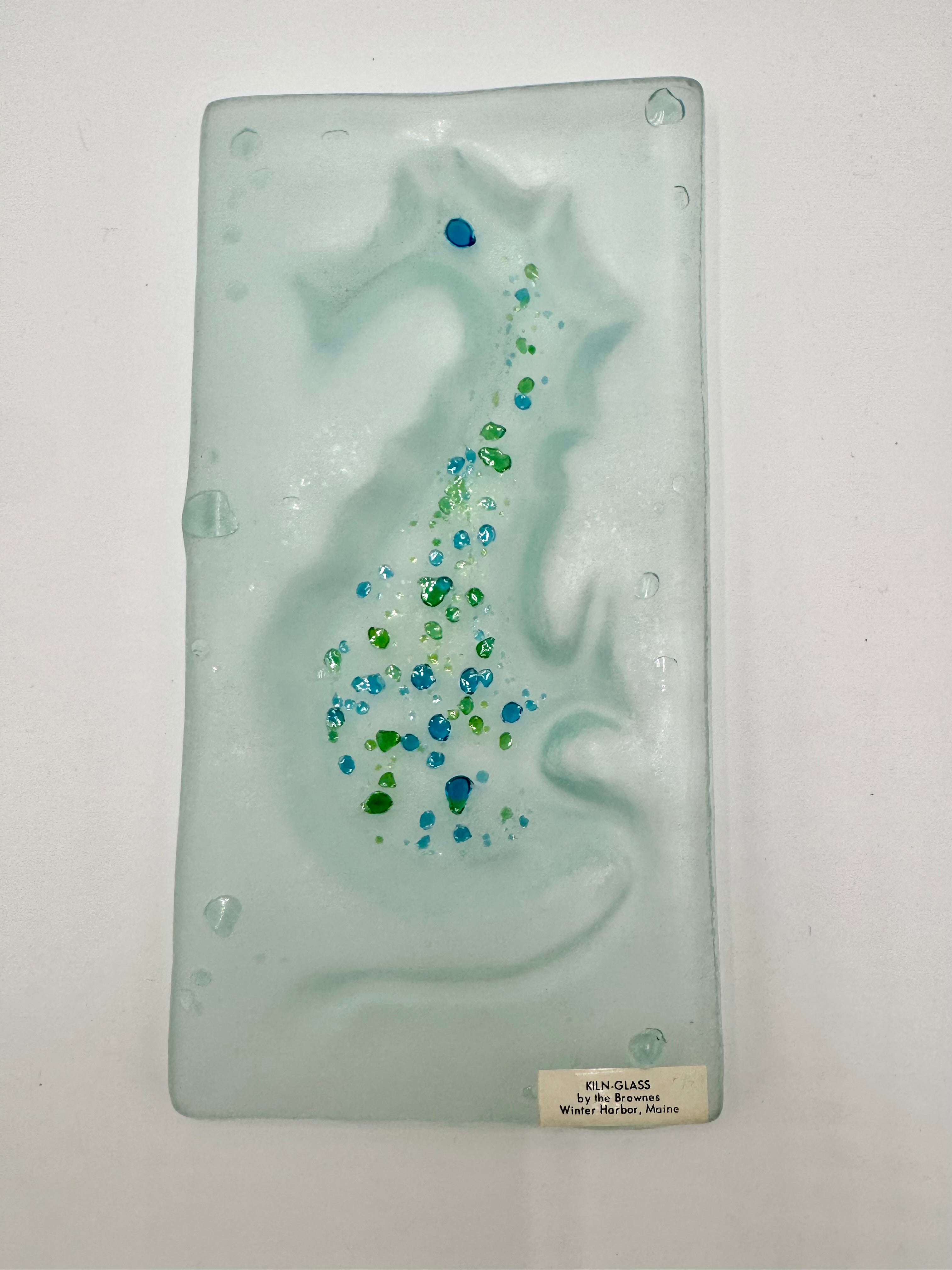 Handmade Coastal Kiln Glass Set | Starfish & Seahorse Dishes Maine Art Glass Decor