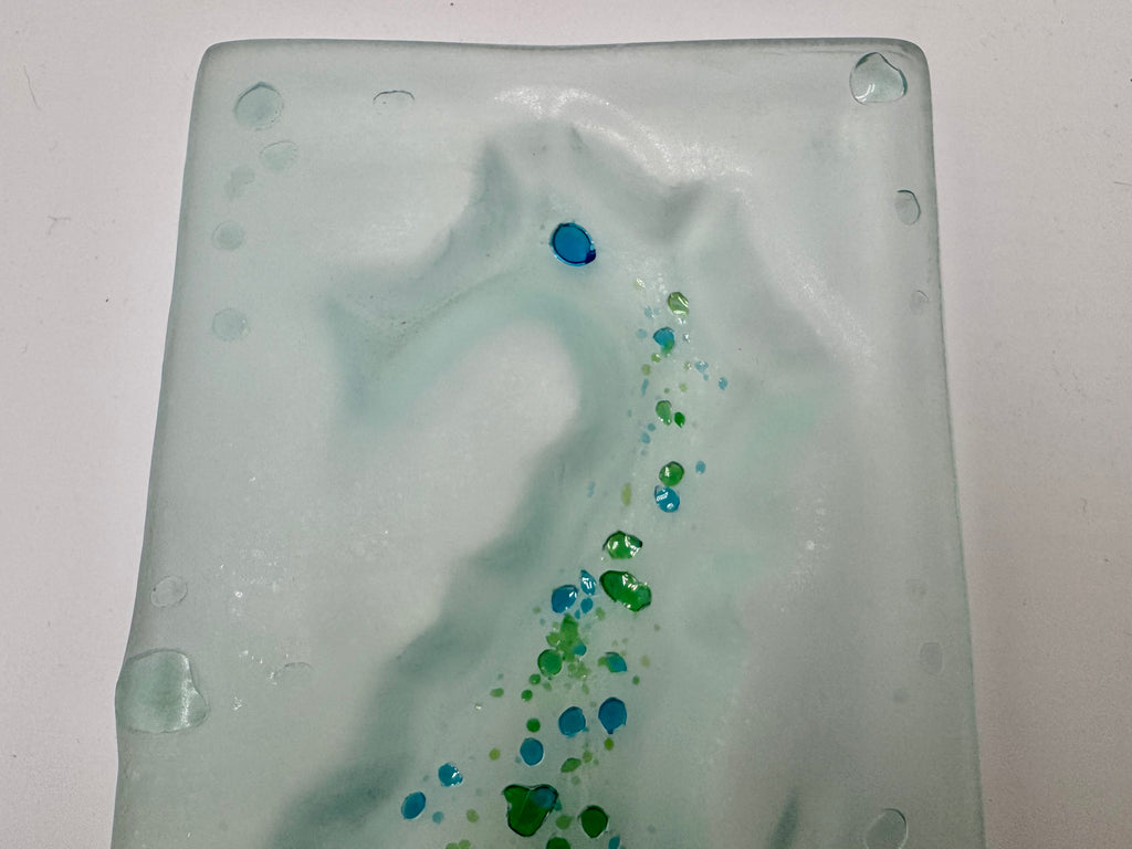 Handmade Coastal Kiln Glass Set | Starfish & Seahorse Dishes Maine Art Glass Decor