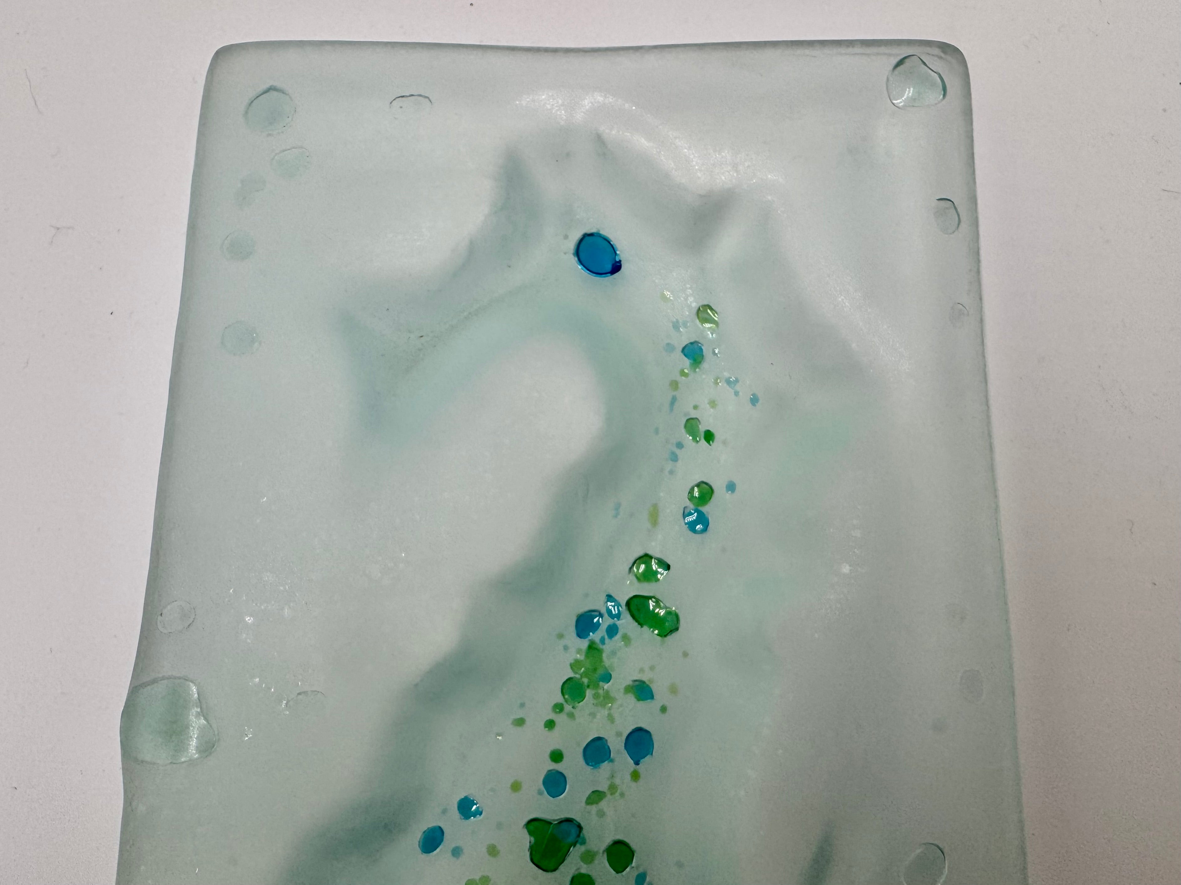 Handmade Coastal Kiln Glass Set | Starfish & Seahorse Dishes Maine Art Glass Decor