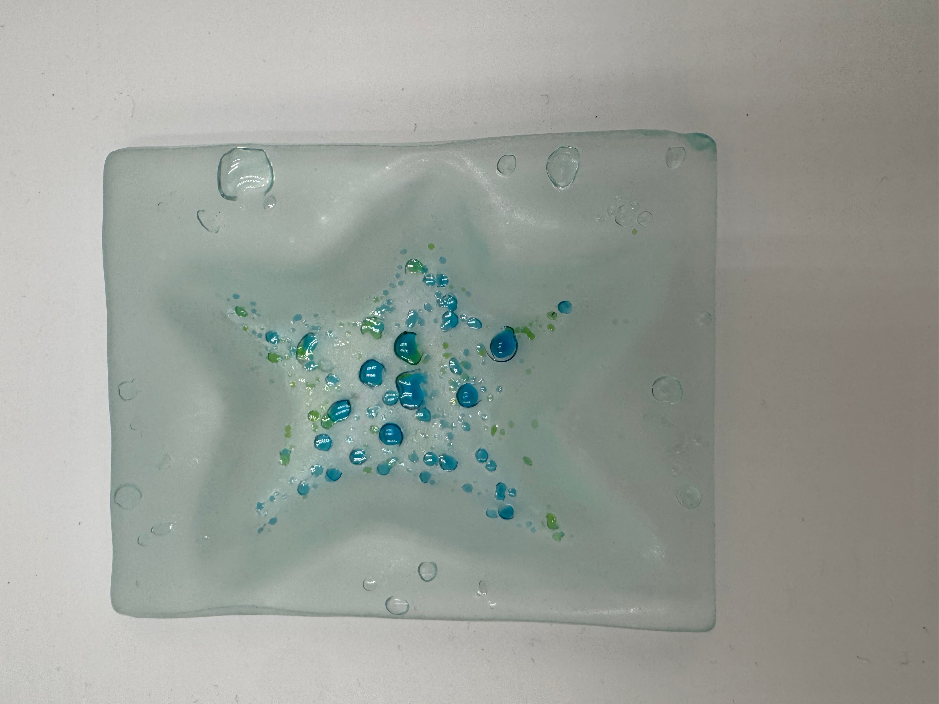 Handmade Coastal Kiln Glass Set | Starfish & Seahorse Dishes Maine Art Glass Decor