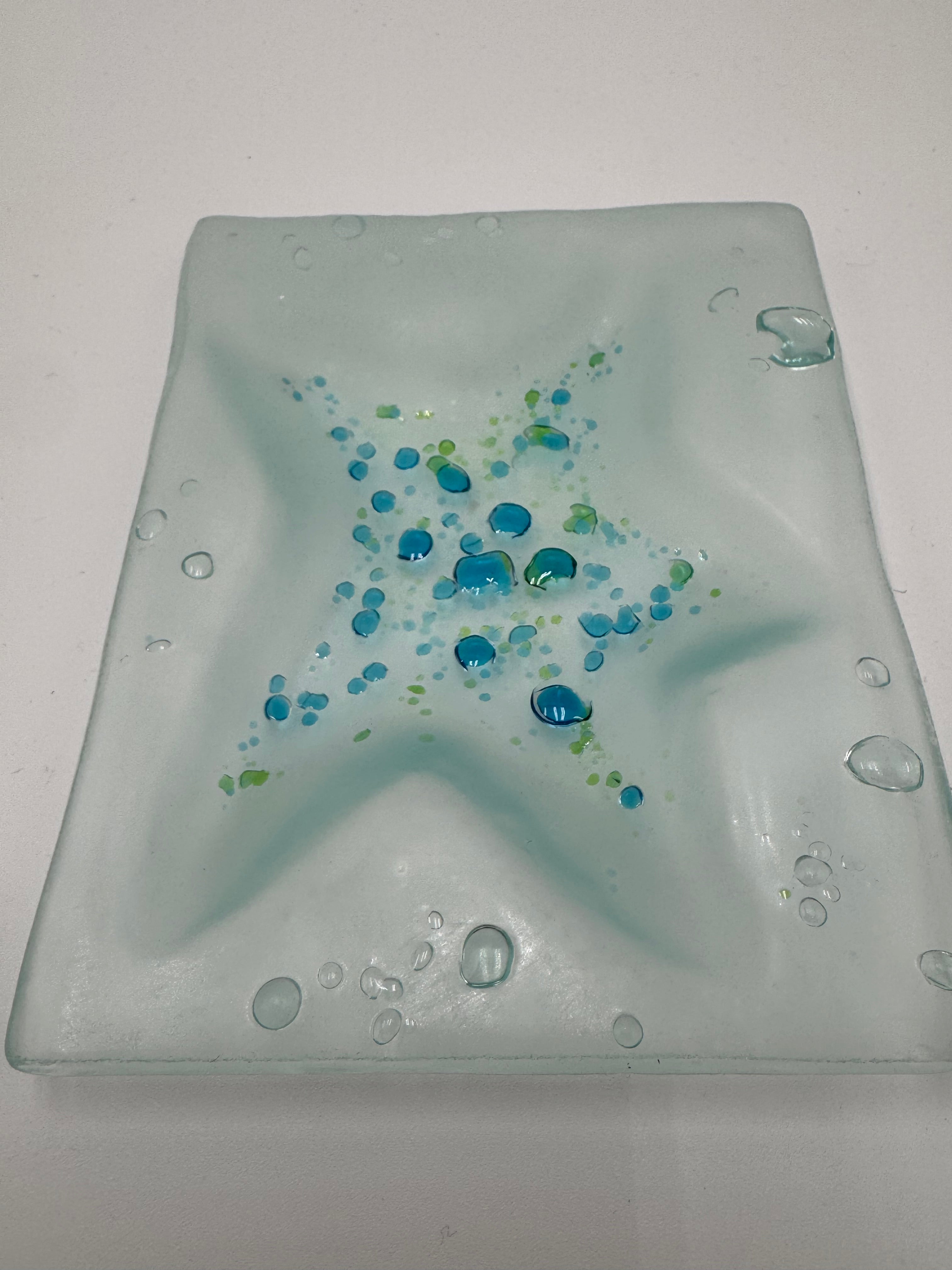 Handmade Coastal Kiln Glass Set | Starfish & Seahorse Dishes Maine Art Glass Decor