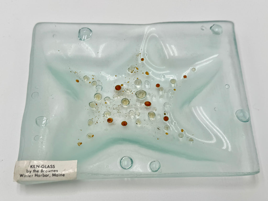 Handmade Kiln Glass Starfish Dish | Coastal Maine Art Glass Trinket Tray 5"