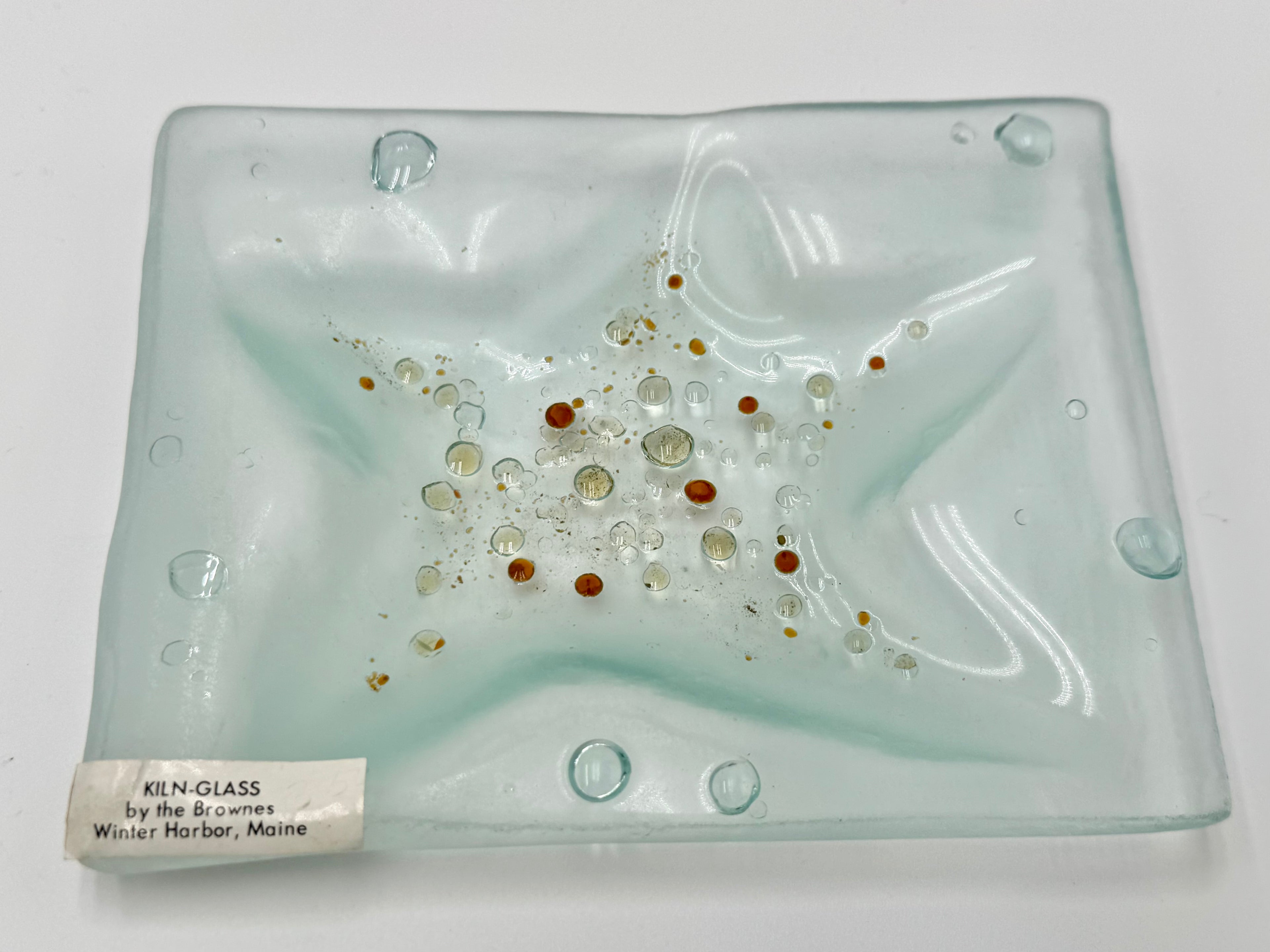 Handmade Kiln Glass Starfish Dish | Coastal Maine Art Glass Trinket Tray 5"