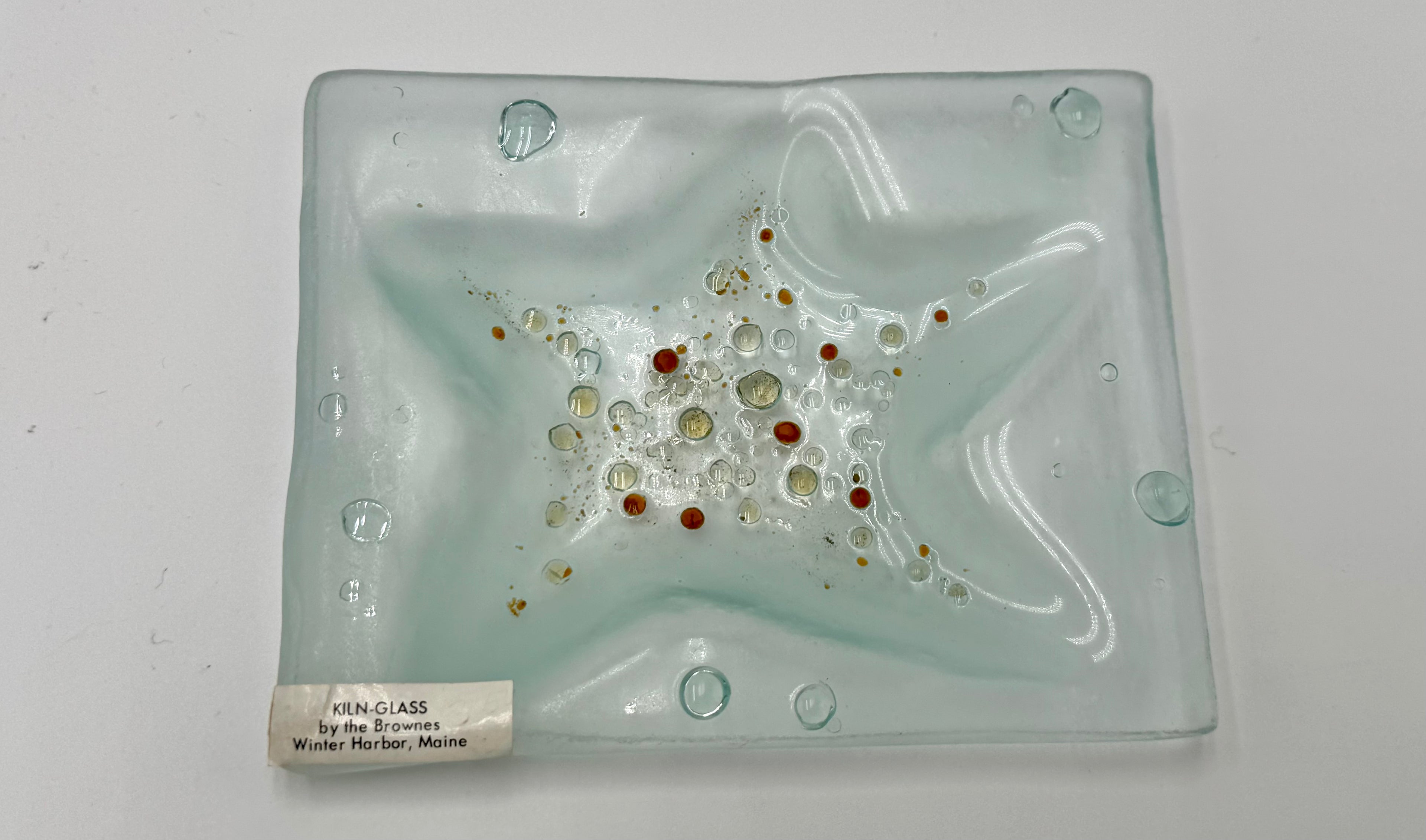 Handmade Kiln Glass Starfish Dish | Coastal Maine Art Glass Trinket Tray 5"