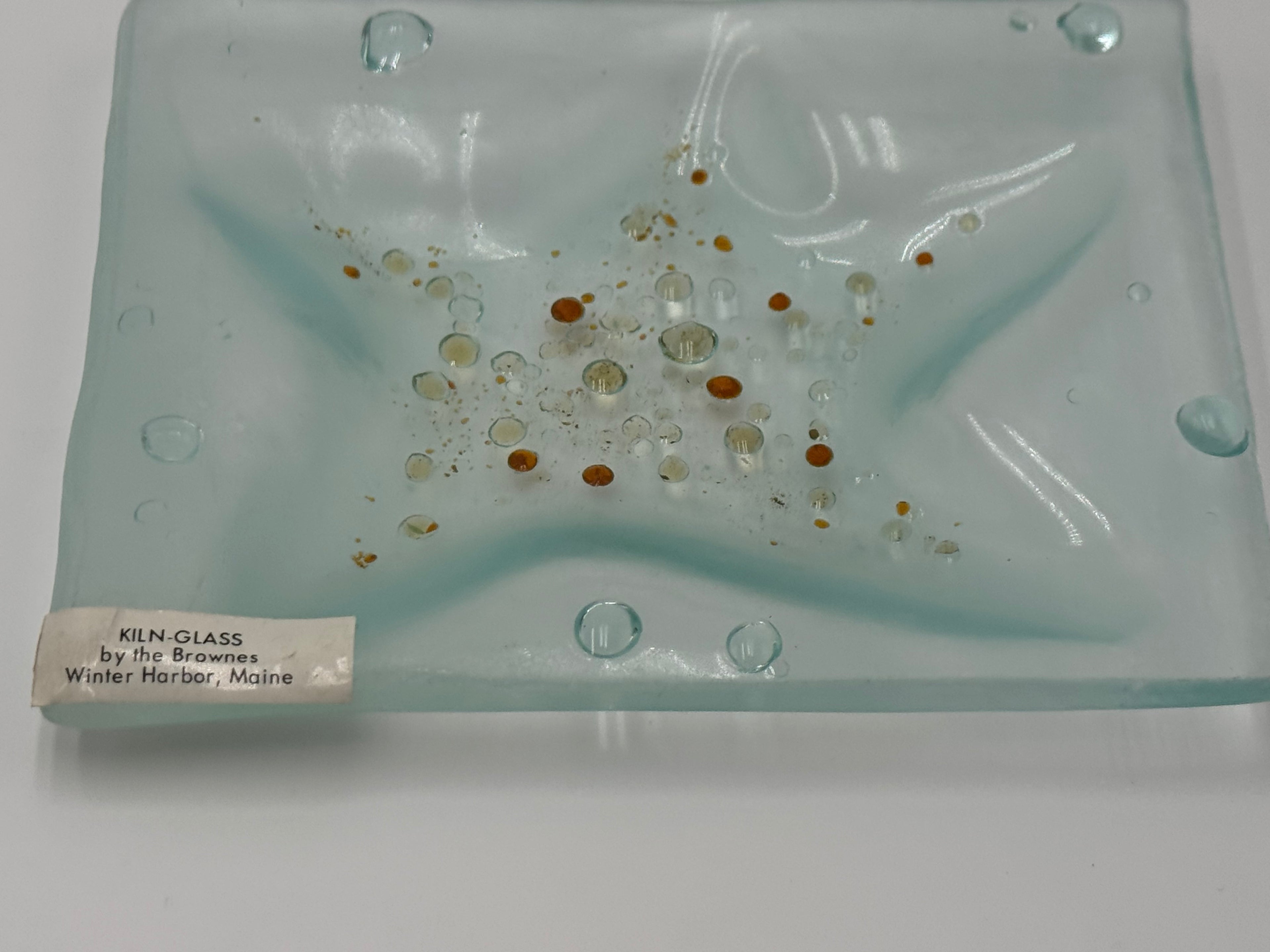 Handmade Kiln Glass Starfish Dish | Coastal Maine Art Glass Trinket Tray 5"