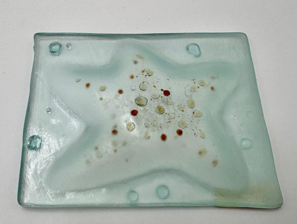 Handmade Kiln Glass Starfish Dish | Coastal Maine Art Glass Trinket Tray 5"