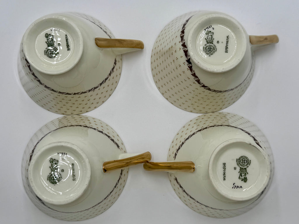 Vintage Royal Doulton Tea Set for Four | Gold Trim Bone China Teapot Cups & Saucers