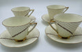 Vintage Royal Doulton Teacups & Saucers Set of 4 | Gold Trim Bone China Tea Set