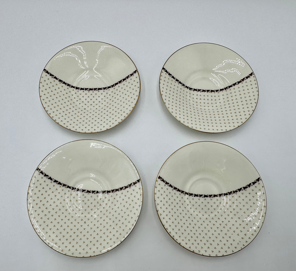 Vintage Royal Doulton Teacups & Saucers Set of 4 | Gold Trim Bone China Tea Set