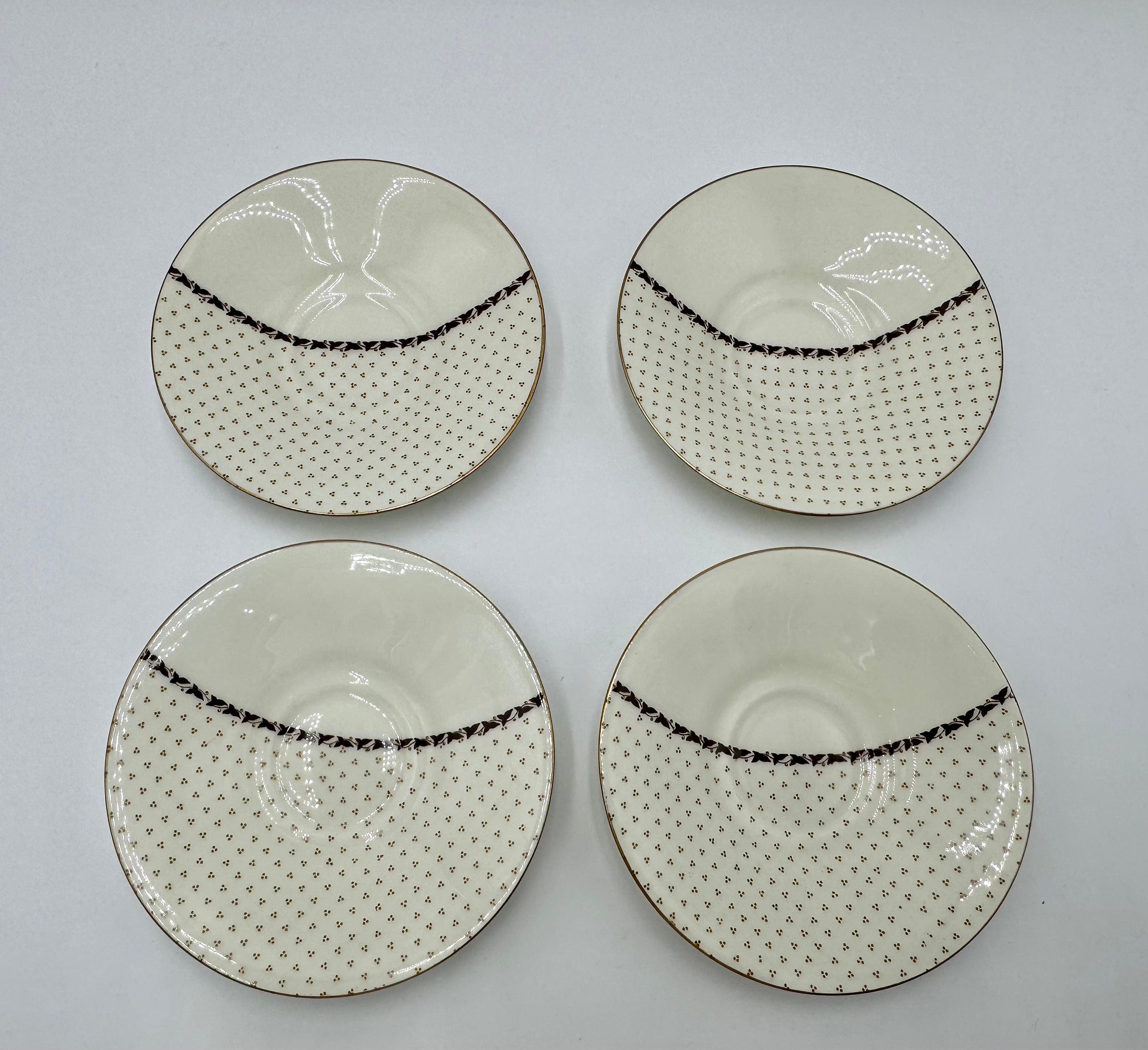 Vintage Royal Doulton Teacups & Saucers Set of 4 | Gold Trim Bone China Tea Set