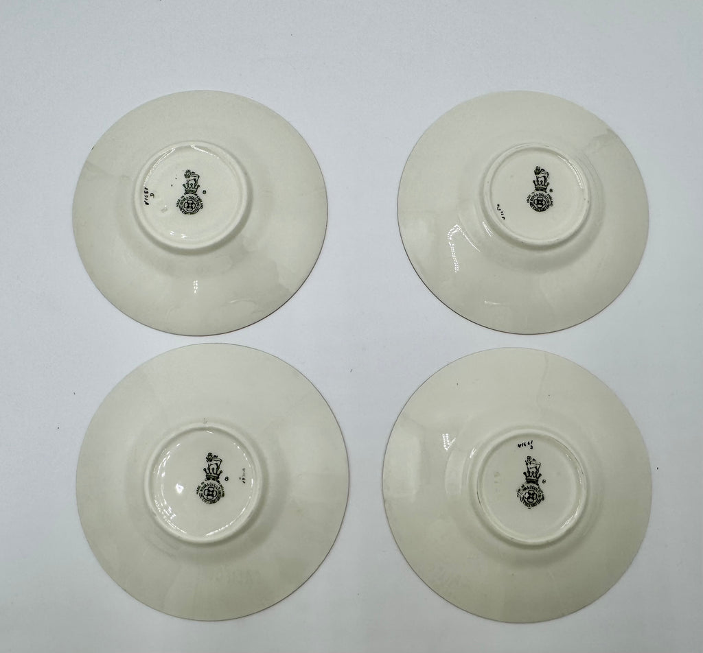Vintage Royal Doulton Teacups & Saucers Set of 4 | Gold Trim Bone China Tea Set