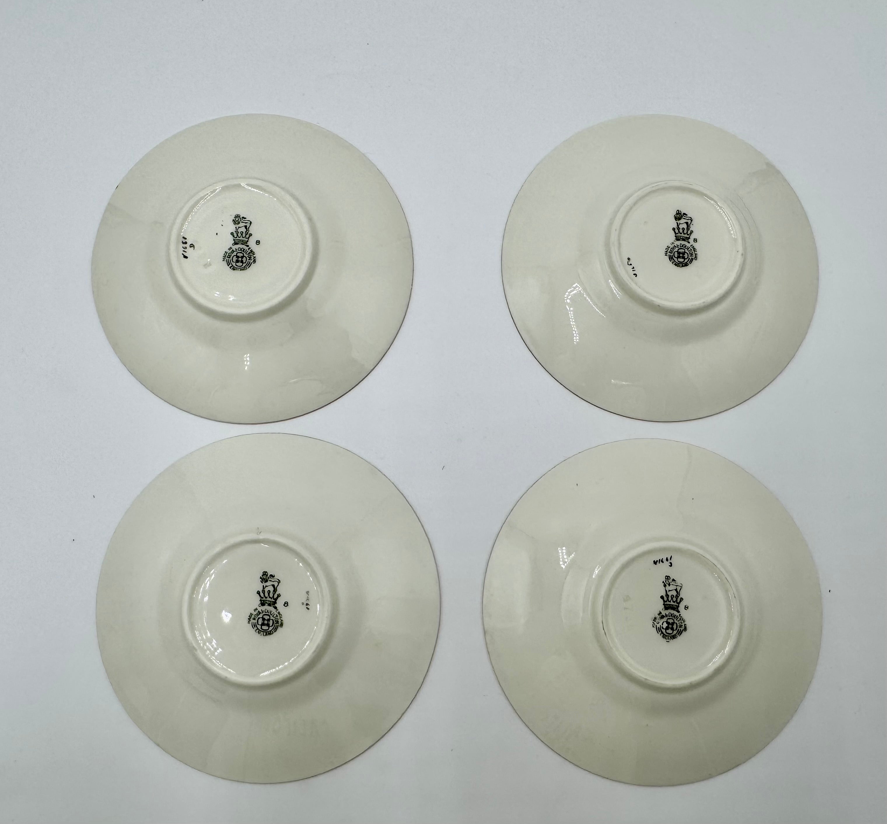 Vintage Royal Doulton Teacups & Saucers Set of 4 | Gold Trim Bone China Tea Set