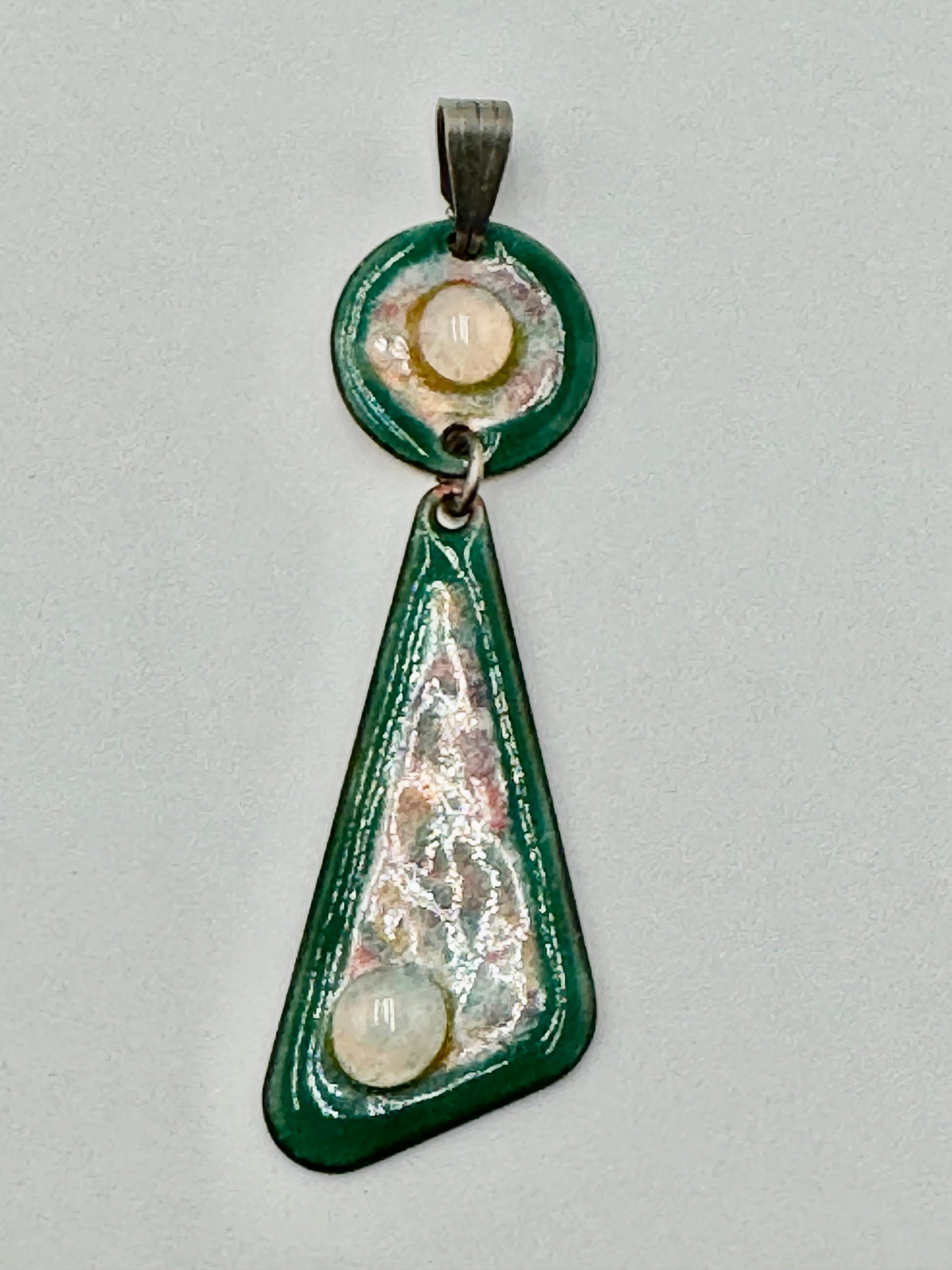 Vintage Enamel Dangle Pendant – Colorful Artisan Statement Piece