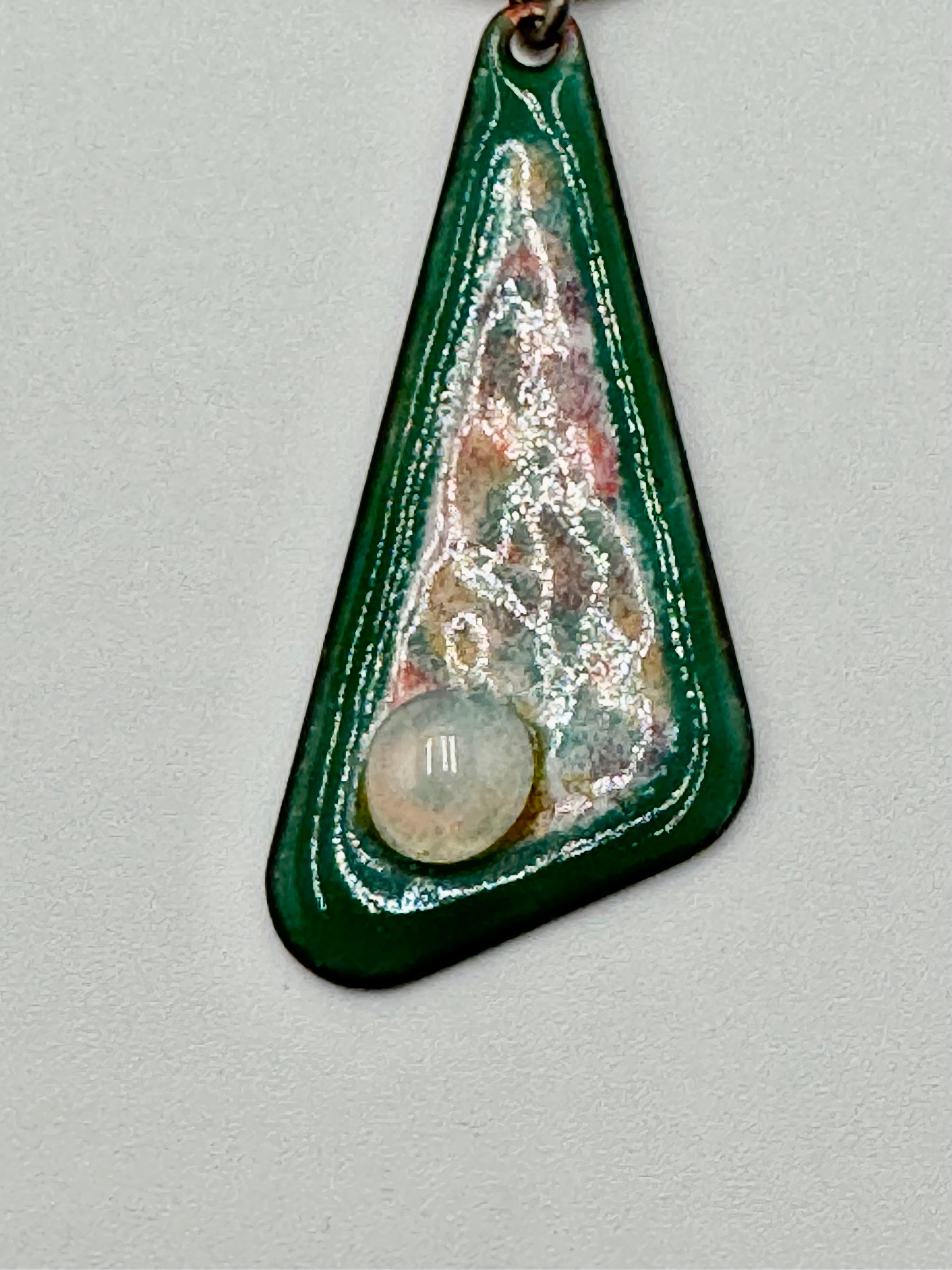 Vintage Enamel Dangle Pendant – Colorful Artisan Statement Piece