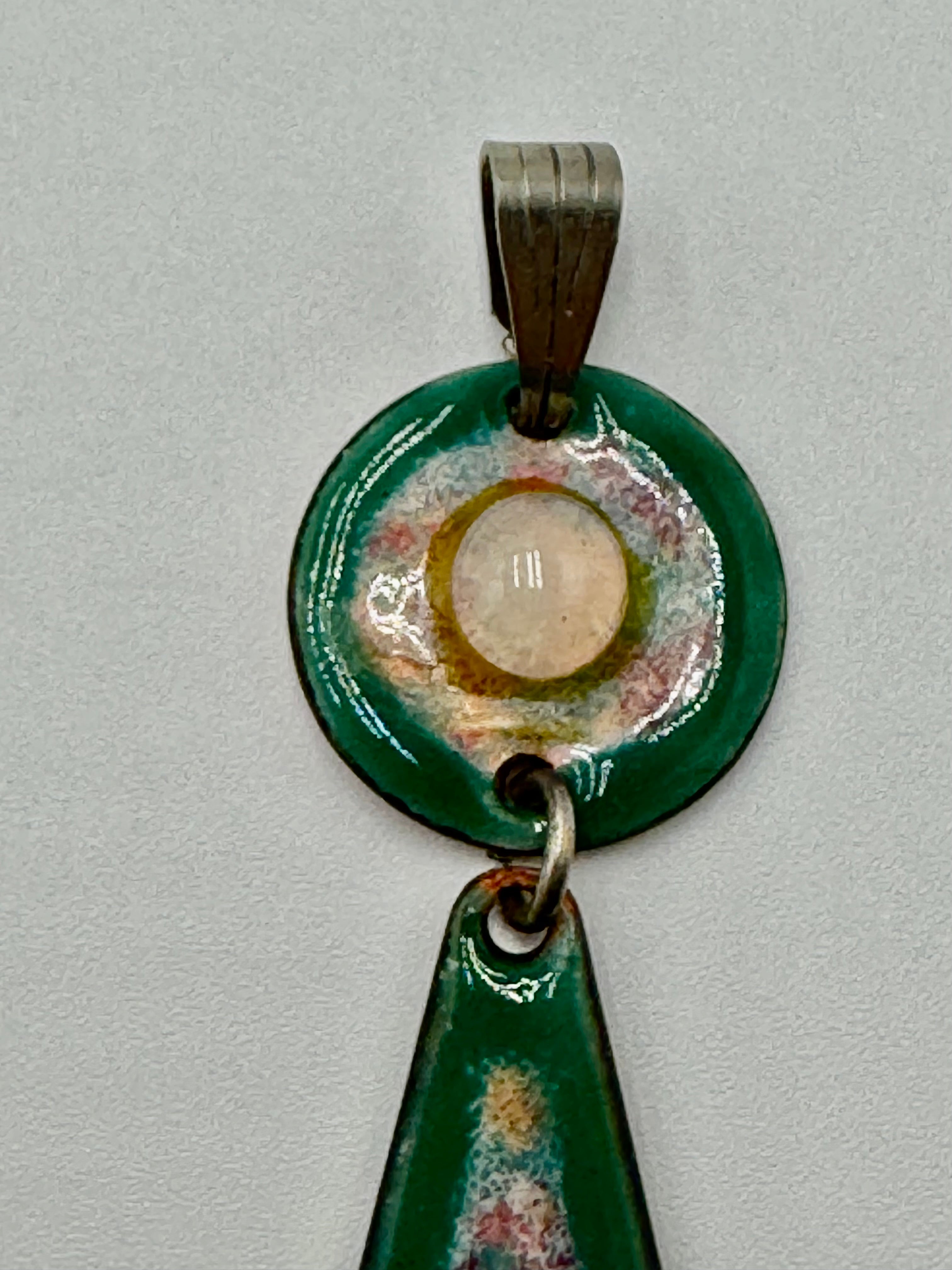 Vintage Enamel Dangle Pendant – Colorful Artisan Statement Piece