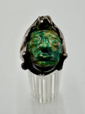 Vintage Taxco Sterling Silver Carved Face Ring – Size 12 | Sculptural Statement Piece