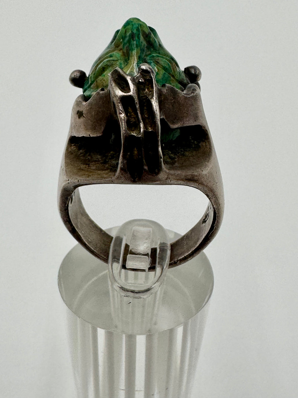 Vintage Taxco Sterling Silver Carved Face Ring – Size 12 | Sculptural Statement Piece
