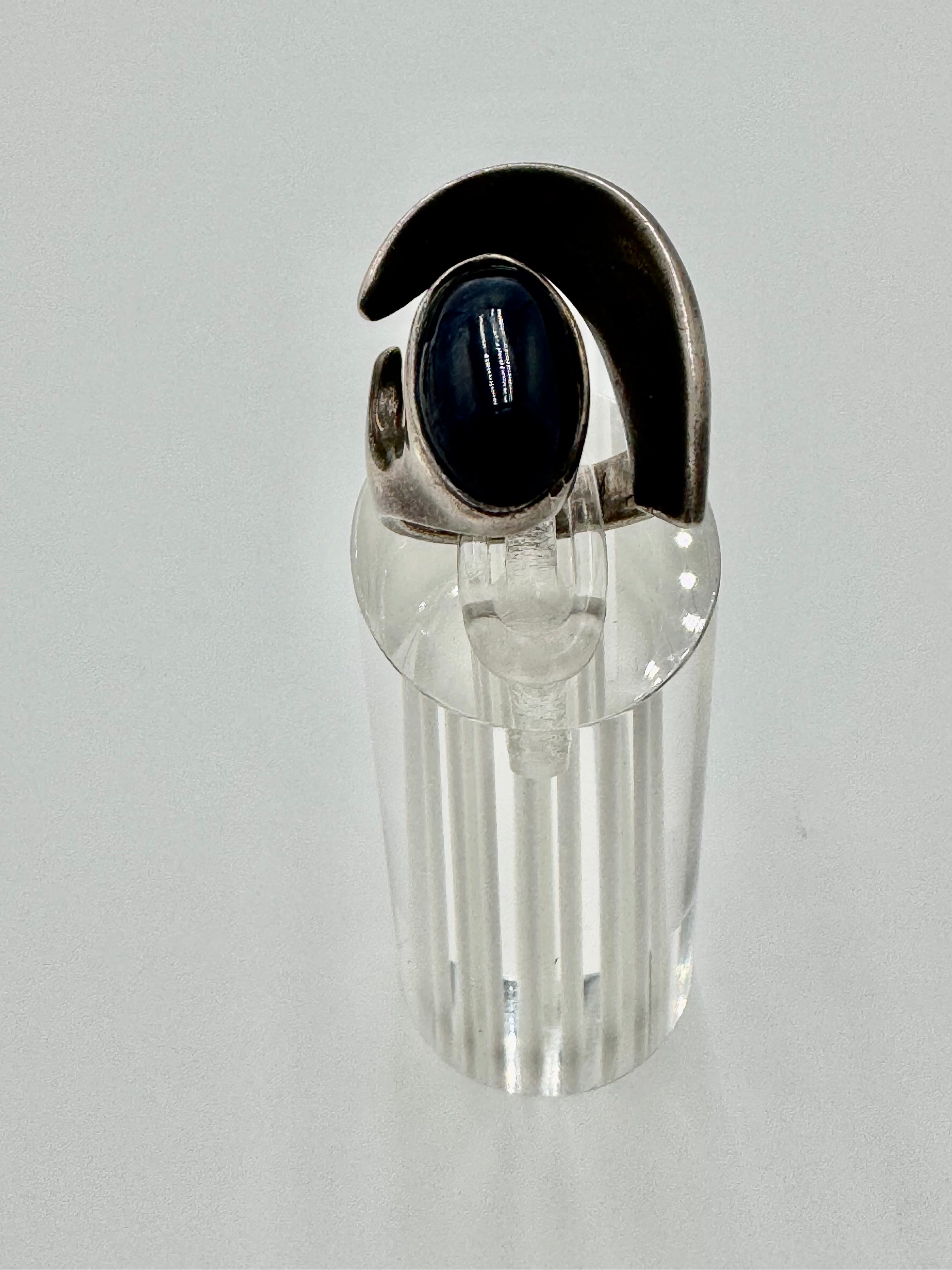 Vintage Mexican .950 Silver Sculptural Ring – Size 6 | Mid-Century Modern Design