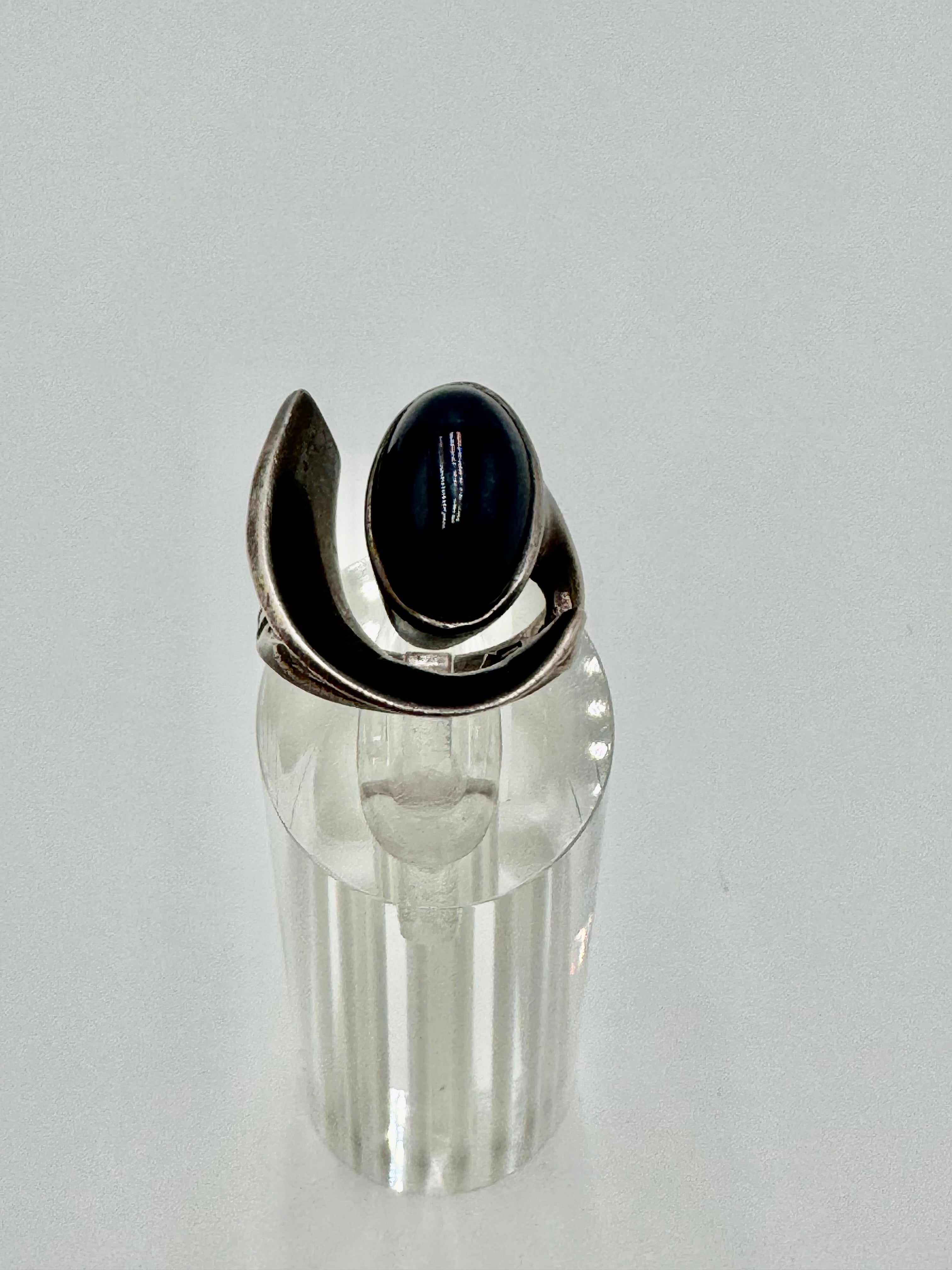 Vintage Mexican .950 Silver Sculptural Ring – Size 6 | Mid-Century Modern Design